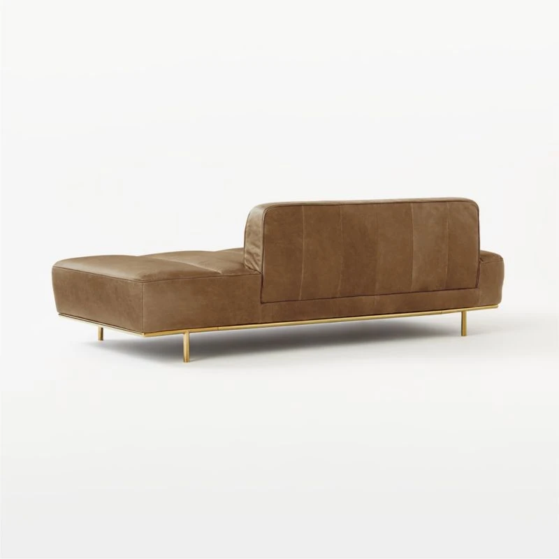 Lawndale Saddle Brown Leather Daybed With Brass Base 10 Lawndale Saddle Brown Leather Daybed With Brass Base - Image 8