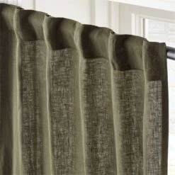 EUROPEAN FLAX™-Certified Linen Forest Green Window Curtain Panel 48''x84'' -Home Furnishing Store LinenFrtGrn96CurtainPnlAV2SHS23