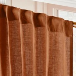 Glazed Ginger Linen Window Curtain Panel 48''x84'' -Home Furnishing Store LinenGlazedGinger96PanelAV2SHS23