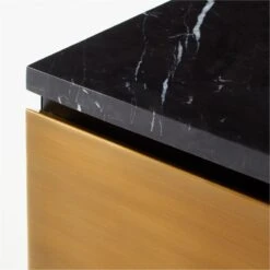 Logan 2-Drawer Brass And Black Marble Nightstand -Home Furnishing Store LoganBrsNBlkMrblNghtstndAVF20