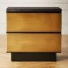 Logan 2-Drawer Brass And Black Marble Nightstand -Home Furnishing Store LoganBrsNBlkMrblNghtstndSHF20