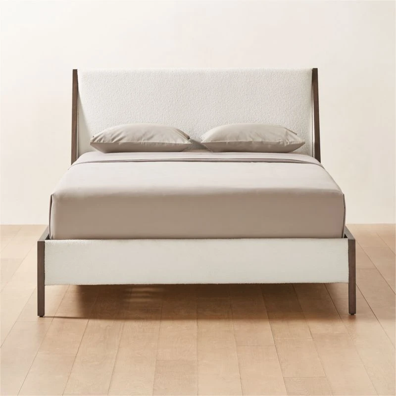 Malena White Boucle Queen Bed 3 Malena White Boucle Queen Bed