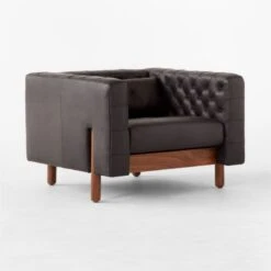 Marconi Tufted Black Leather Accent Chair -Home Furnishing Store MarconiBlkLthrTfftdChair3QSSF22