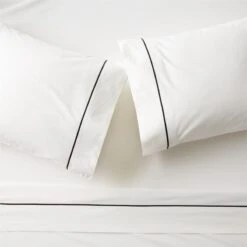 Marisal Organic Cotton 400 Thread Count Percale White And Black Sheet Set