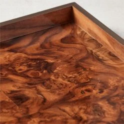 Marq Rectangular Burl Wood Tray -Home Furnishing Store MarqSqBrlwdTray16x16inLrgAVSHS21