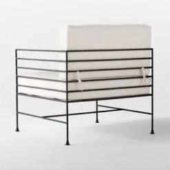 Marteau Black Iron Outdoor Lounge Chair With White Sunbrella® Cushions -Home Furnishing Store MarteauLoungeChair3QBSSS23