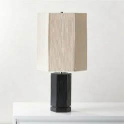 Maya Black Ebonized Oak Wood Table Lamp