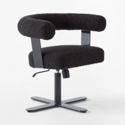 Mezza Charcoal Grey Boucle Office Chair -Home Furnishing Store MezzaCharcBclChair3QSSS23