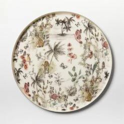 Jungle Print Round Serving Tray -Home Furnishing Store MidnightJnglEnmlSrvngTryF20