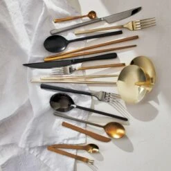 Set Of 6 Mini Gold Cocktail Forks -Home Furnishing Store MiniSpoonsTiltBrushedSilverAG20 1x1