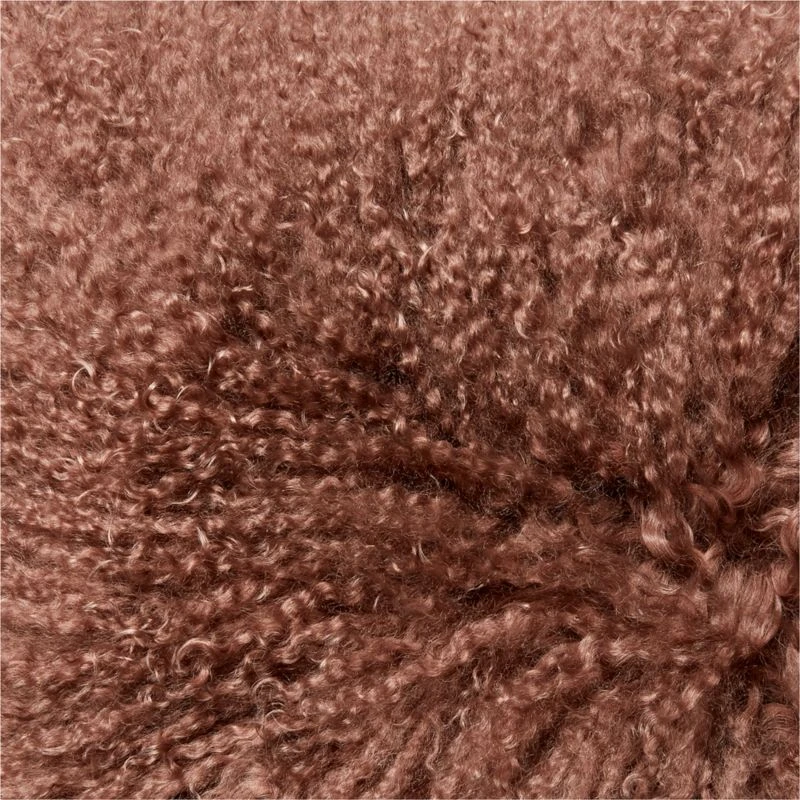 Mongolian Brown Sheepskin Fur Throw Pillow With Down-Alternative Insert 16'' 5 Mongolian Brown Sheepskin Fur Throw Pillow With Down-Alternative Insert 16'' - Image 3