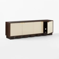 Moti Brown And White Mango Wood Media Console -Home Furnishing Store MotiMediaCredenza3QAVSSS23