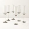Muse Smoked Glass Champagne Flute Set Of 6