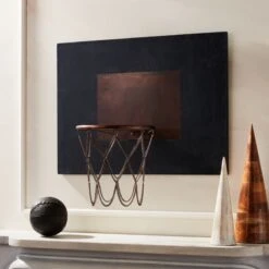 Leather Head Small Black Leather Basketball -Home Furnishing Store NavyLthrNCpprBsktblHoopBlHlFHF19