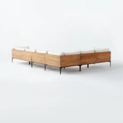 Naya 4-Piece Cast Iron And Teak Sectional Sofa With Ivory Sunbrella ® Cushions -Home Furnishing Store NayaTeakNCastIronSect3QBSSS21