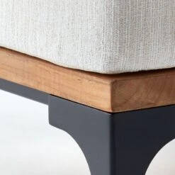 Naya 4-Piece Cast Iron And Teak Sectional Sofa With Ivory Sunbrella ® Cushions -Home Furnishing Store NayaTeakNCastIronSectAVSSS21