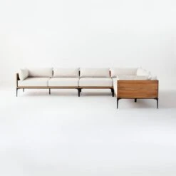 Naya 4-Piece Cast Iron And Teak Sectional Sofa With Ivory Sunbrella ® Cushions -Home Furnishing Store NayaTeakNCastIronSectSOSSS21