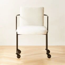 Neli White Boucle Office Chair