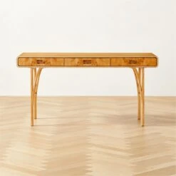 Noemie 3-Drawer Burl Wood Office Desk