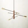 Norte Walnut Wood And Brass Chandelier -Home Furnishing Store NorteBrsNWlntChandelierSHS22