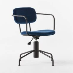 Nyle Navy Blue Velvet Office Chair -Home Furnishing Store NyleNavyVlvtChair3QSSS23