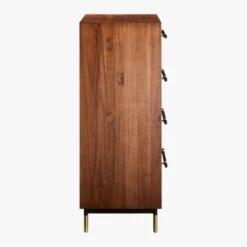 Oberlin Tall 4-Drawer Black Leather And Wood Dresser 15 Oberlin Tall 4-Drawer Black Leather And Wood Dresser -Home Furnishing Store OberlinTallChestSDS18