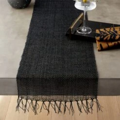 Open Weave Black Table Runner 14"x90" -Home Furnishing Store OpenWeaveRnnrBlk14X90SHS21