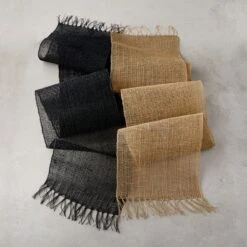Open Weave Black Table Runner 14"x90" -Home Furnishing Store OpenWeaveRnnrBlkNNatGrpFHS21