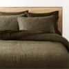 Stitched Organic Cotton Sateen Dark Green Quilt And Pillow Shams -Home Furnishing Store OrgCtnStnStchDkGnFQQltSHF23