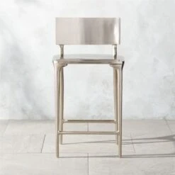Oro Polished Silver Counter Stool Set Of 4