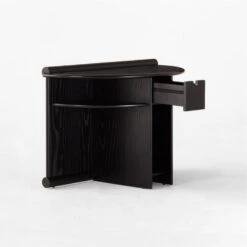 Osoppo Black Ebonized Ash Wood Nightstand -Home Furnishing Store OsoppoBlackNightstand3QAVSSF22