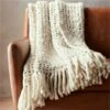 Overlook White Chunky Knit Throw Blanket -Home Furnishing Store OverlookThrowSHF16