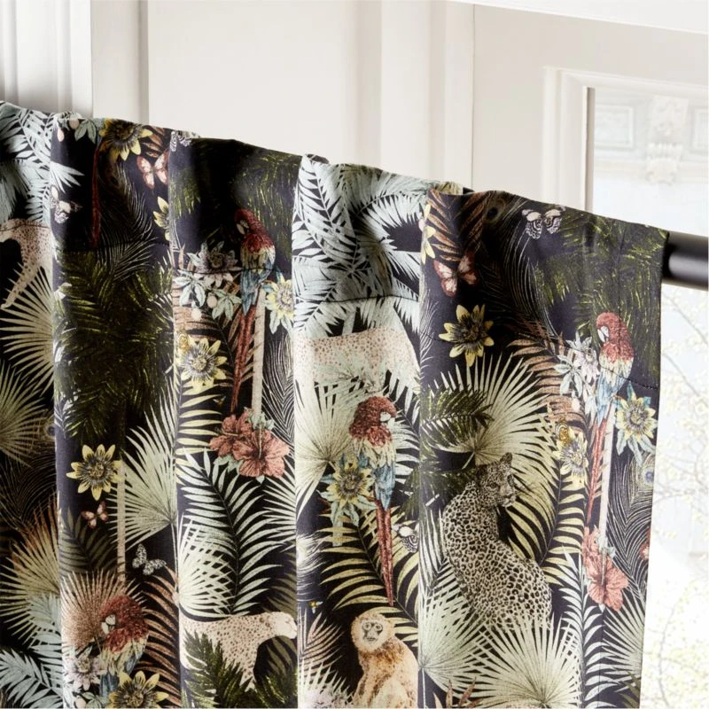 Palm Grove Jungle-Print Window Curtain Panel 48"x84" 4 Palm Grove Jungle-Print Window Curtain Panel 48"x84" - Image 2