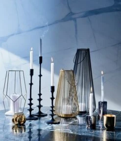 Allis Black Taper Candle Holders Set Of 3 -Home Furnishing Store PalmLeafTeaLightCandleHolderOC19