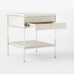 Connoisseur 2-Drawer White Oak Wood Nightstand With Marble Top Model 8714 -Home Furnishing Store PaulMccobb8714WWCnNtstd3QAVSSS22