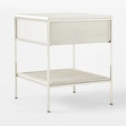 Connoisseur 2-Drawer White Oak Wood Nightstand With Marble Top Model 8714 -Home Furnishing Store PaulMccobb8714WWCnNtstd3QBSSS22