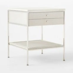 Connoisseur 2-Drawer White Oak Wood Nightstand With Marble Top Model 8714 -Home Furnishing Store PaulMccobb8714WWCnNtstd3QSSS22