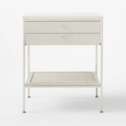 Connoisseur 2-Drawer White Oak Wood Nightstand With Marble Top Model 8714 -Home Furnishing Store PaulMccobb8714WWCnNtstdSOSSS22