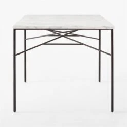 Pavilion Black Metal Outdoor Dining Table With Marble Top Model 6141 -Home Furnishing Store Pavilion6141BkDnTbWMbTpSDSSS23