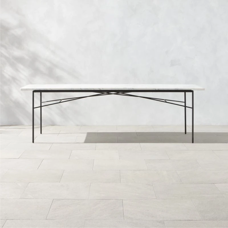 Pavilion Black Metal Outdoor Dining Table With Marble Top Large Model 6142 3 Pavilion Black Metal Outdoor Dining Table With Marble Top Large Model 6142