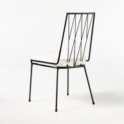 Pavilion Black Armless Outdoor Dining Chair With Ivory Sunbrella ® Cushion Model 6150 -Home Furnishing Store Pavilion6350IvArmlssDnCh3QBSSS21