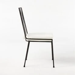 Pavilion Black Armless Outdoor Dining Chair With Ivory Sunbrella ® Cushion Model 6150 -Home Furnishing Store Pavilion6350IvArmlssDnChSDSSS21