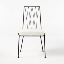 Pavilion Black Armless Outdoor Dining Chair With Ivory Sunbrella ® Cushion Model 6150 -Home Furnishing Store Pavilion6350IvArmlssDnChSOSSS21