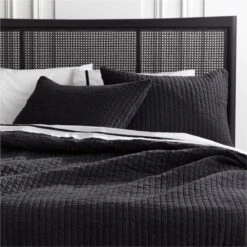 PaxtonEUROPEAN FLAX™-Certified Linen Garment Washed Black Quilt And Shams