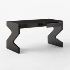 Perno 2-Drawer High-Gloss Black Oak Wood Desk -Home Furnishing Store PernoDesk3QAVSSS23