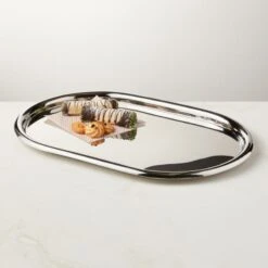Piero Oval Polished Stainless Steel Serving Tray -Home Furnishing Store PieroOvalSSServingTrayAVSHF22