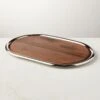 Piero Oval Stainless Steel And Walnut Serving Tray Set -Home Furnishing Store PieroOvalWoodNSSServingSSHF22