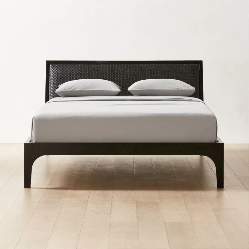 Pietro Woven Black Leather Queen Bed 3 Pietro Woven Black Leather Queen Bed