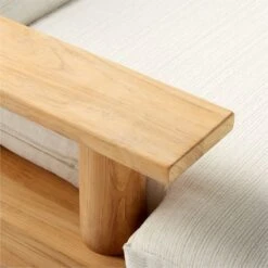 Pinet Teak Outdoor Double Chaise Lounge With Textured Ivory Perennials® Cushions -Home Furnishing Store PinetTeakDoubleChaiseAV2SSS23