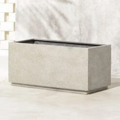 Playa Rectangular Grey Stone Indoor/Outdoor Planter Set Of 2